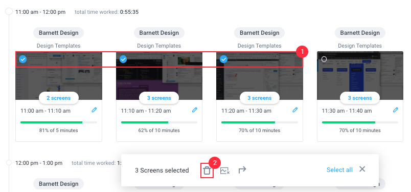 delete multiple screenshots