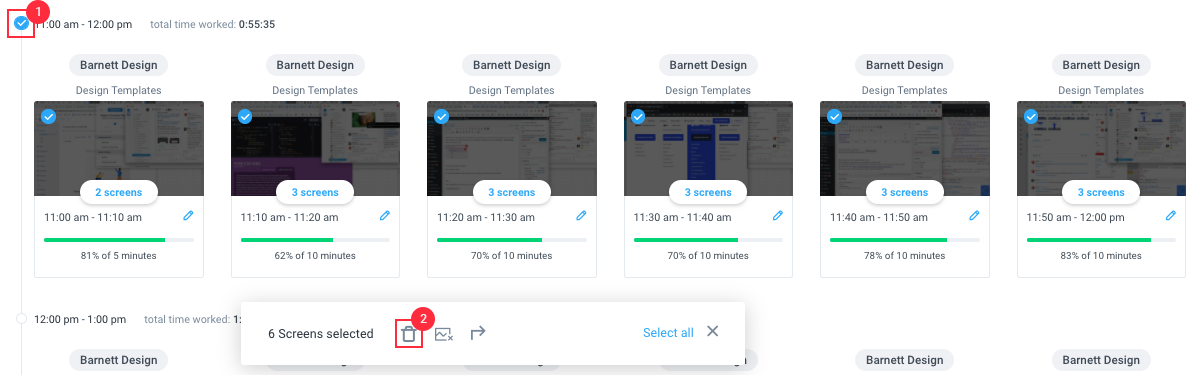 delete screenshot row