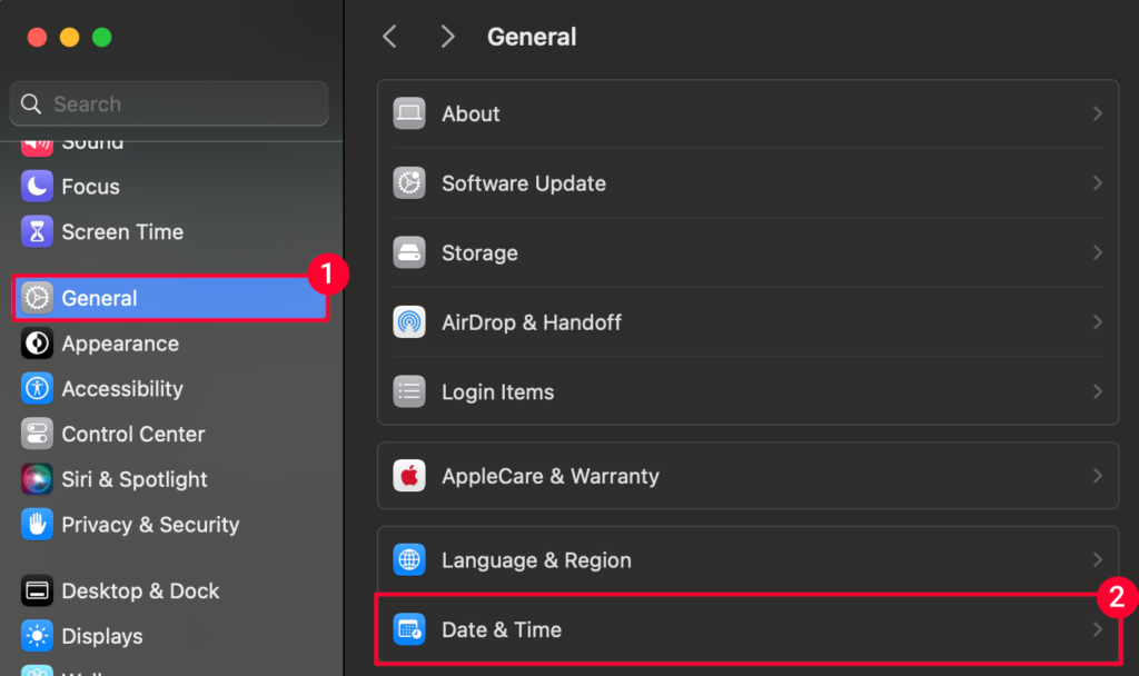 osx system settings general date and time