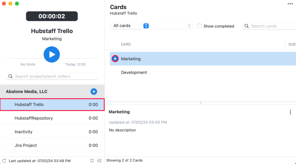 trello hubstaff application integration task