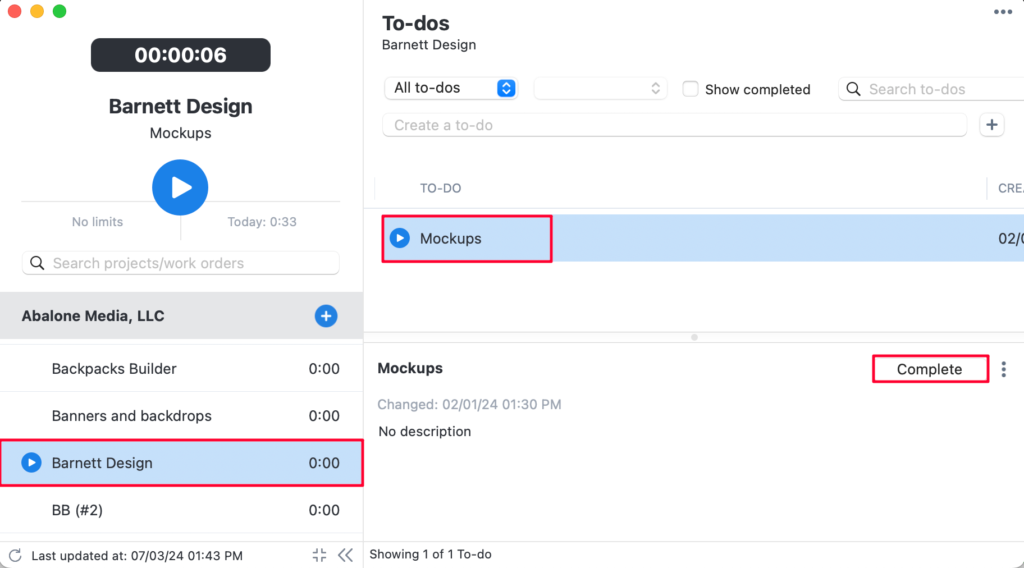 desktop app complete button