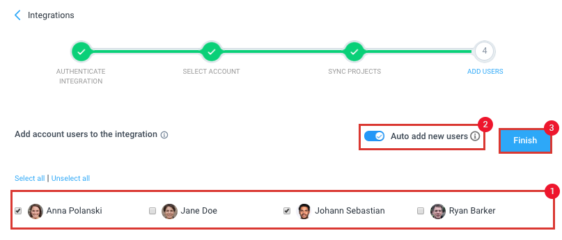 integrations add users