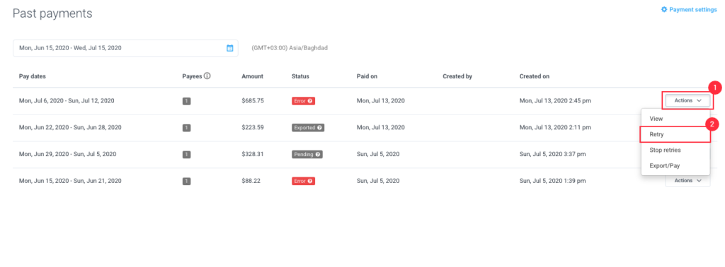 retry payroll payment