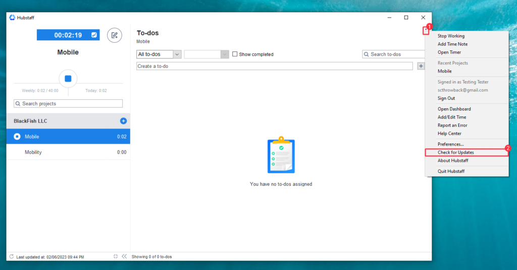 windows desktop menu check for updates