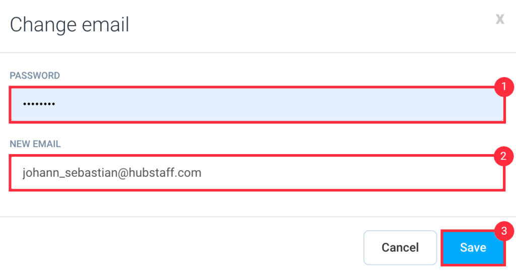 my account change email dialog