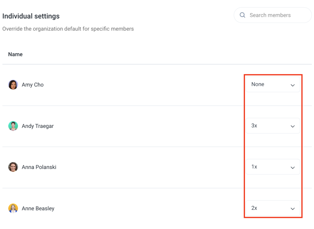 screenshot frequency individual settings