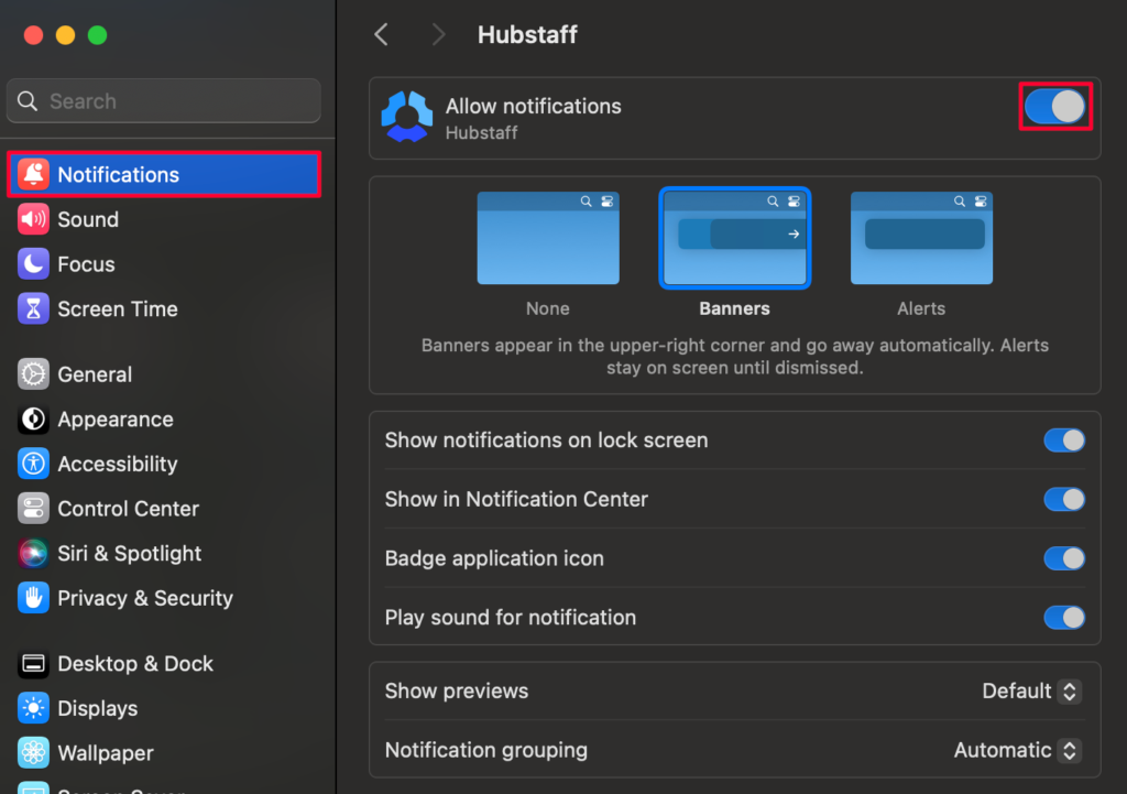 osx notifications settings