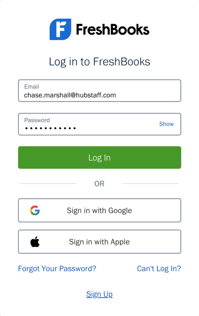 freshbooks login