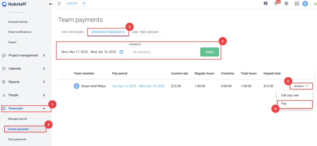 ApprovedTimesheets Manual Payment