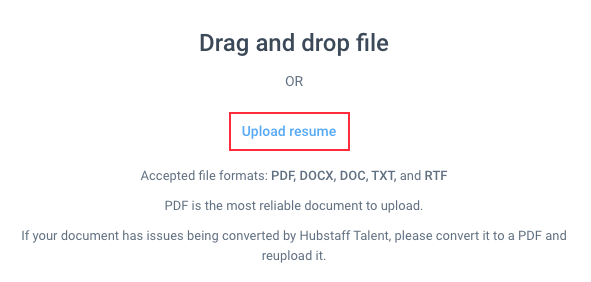 upload resume