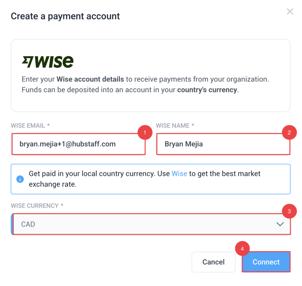 create payment account