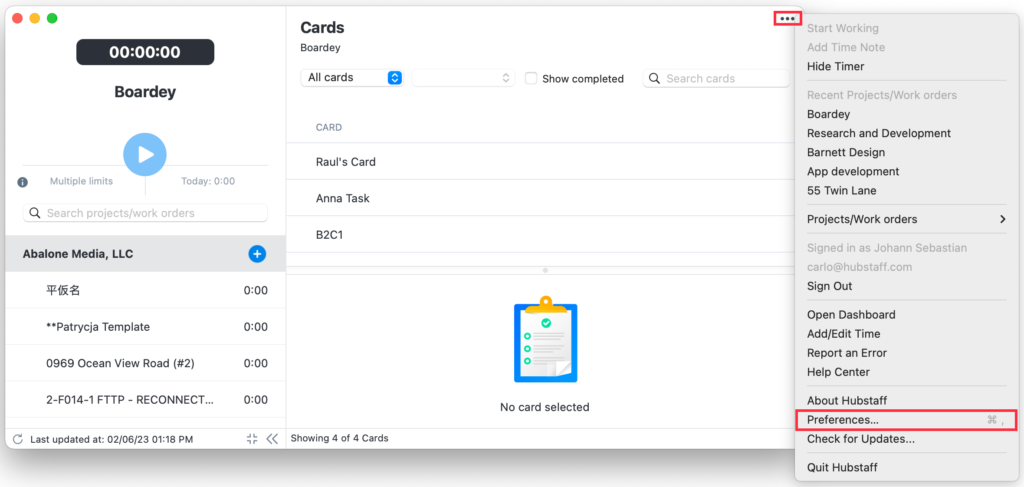 mac app menu preferences