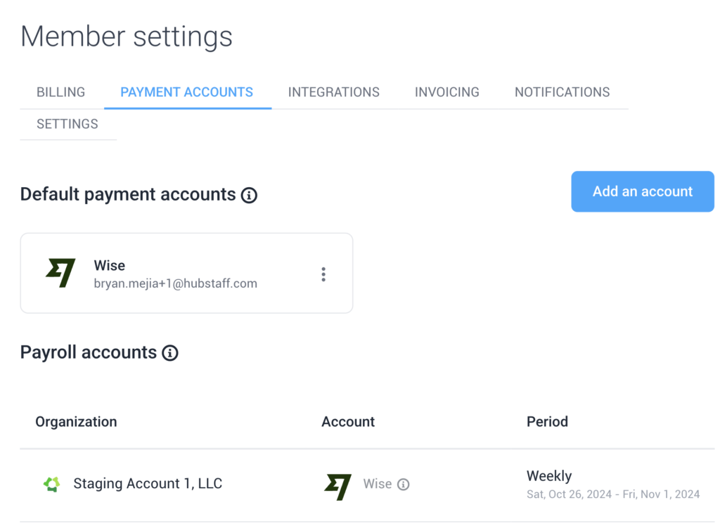 payment account added