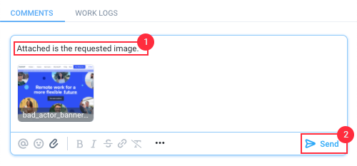 tasks comment attach text send