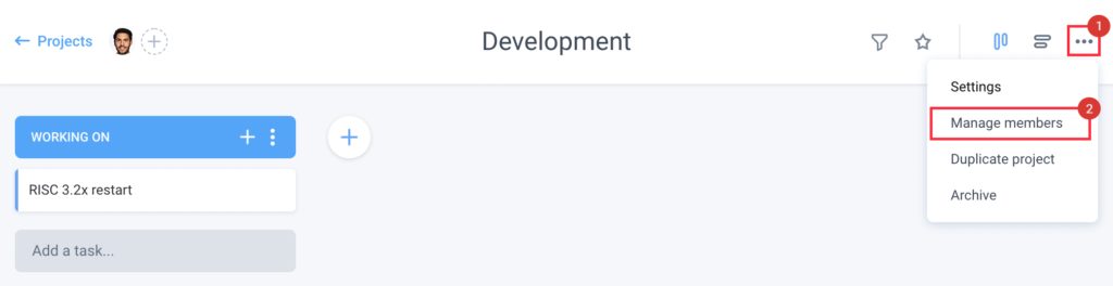 project settings manage members