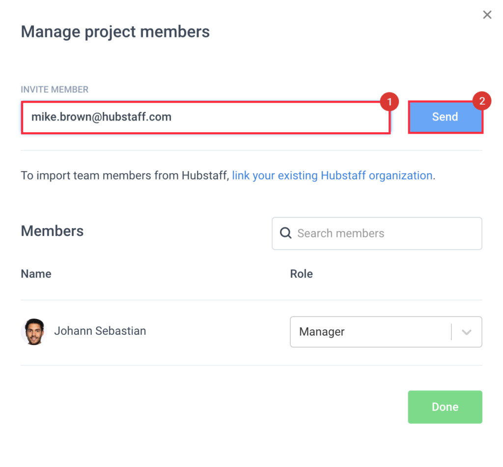 tasks project invite member