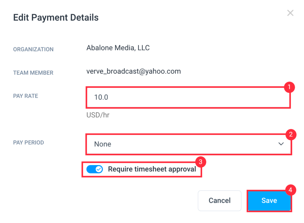 members invites edit payment etails