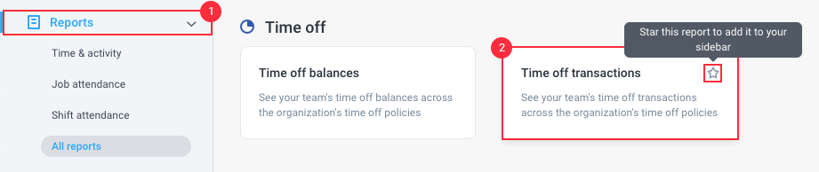 reports time off transactions