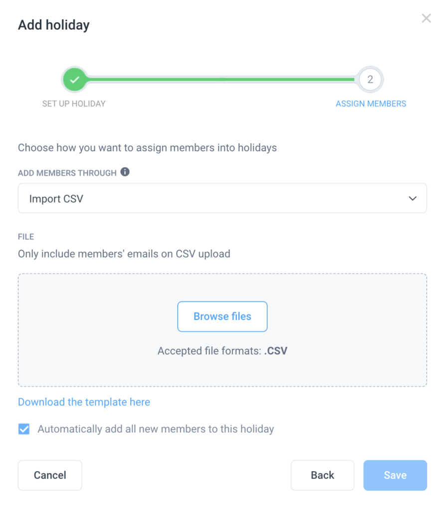 add holiday dialog import