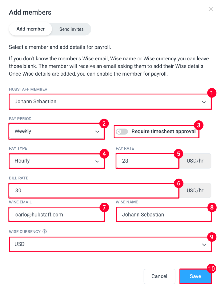 add members to payroll wise