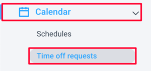 calendar time off requests menu