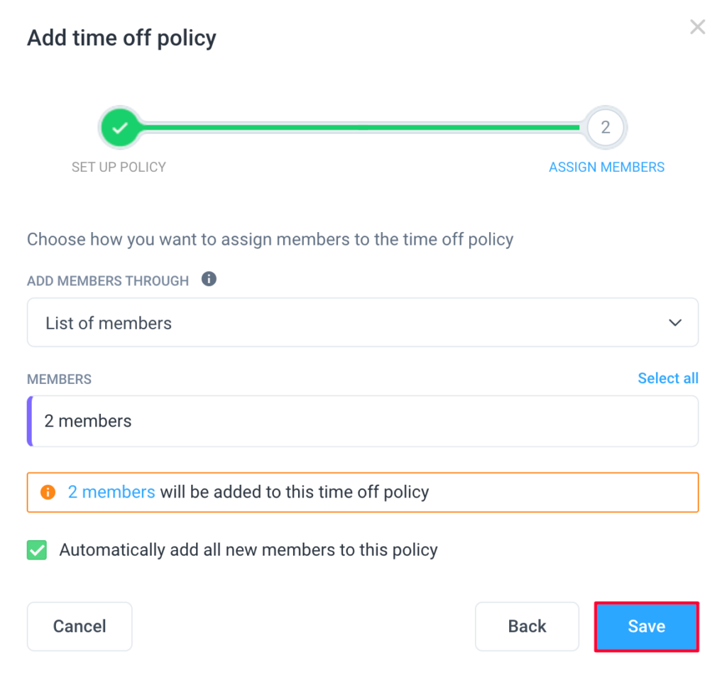 time off policy save
