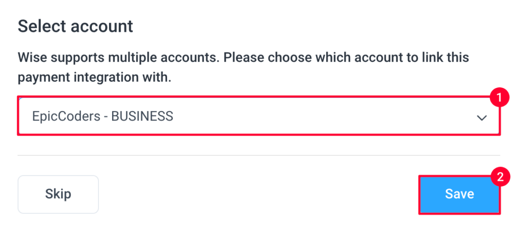 wise select account wizard