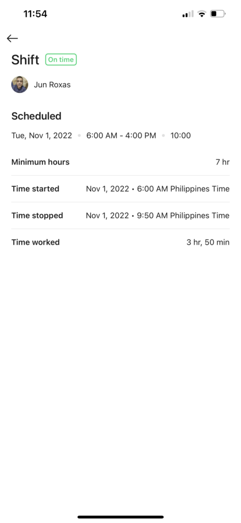 iOS schedules shifts