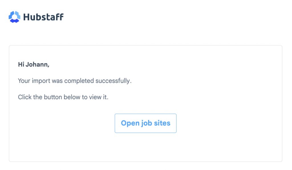 import successful email