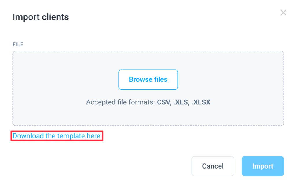 import clients download template