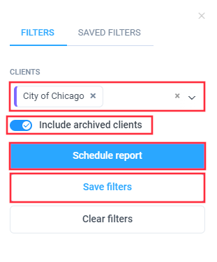Client Budgets Report Filter
