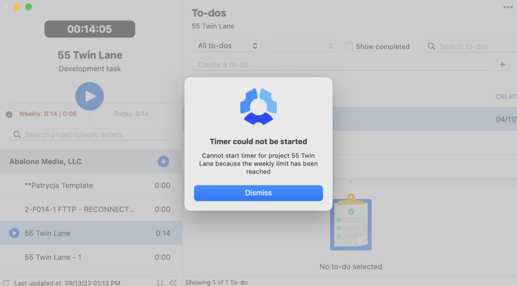 desktop client app weekly limit reached
