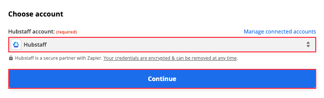 zapier choose account
