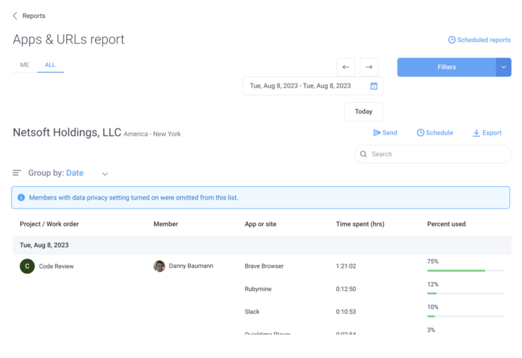 app url reports privacy