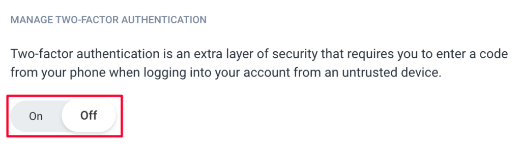 my account manage two factor authentication