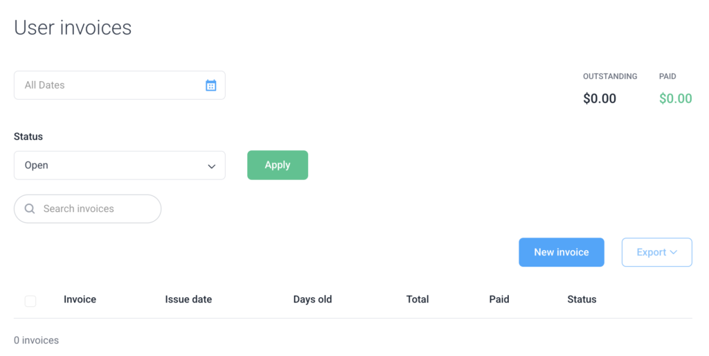 user invoices