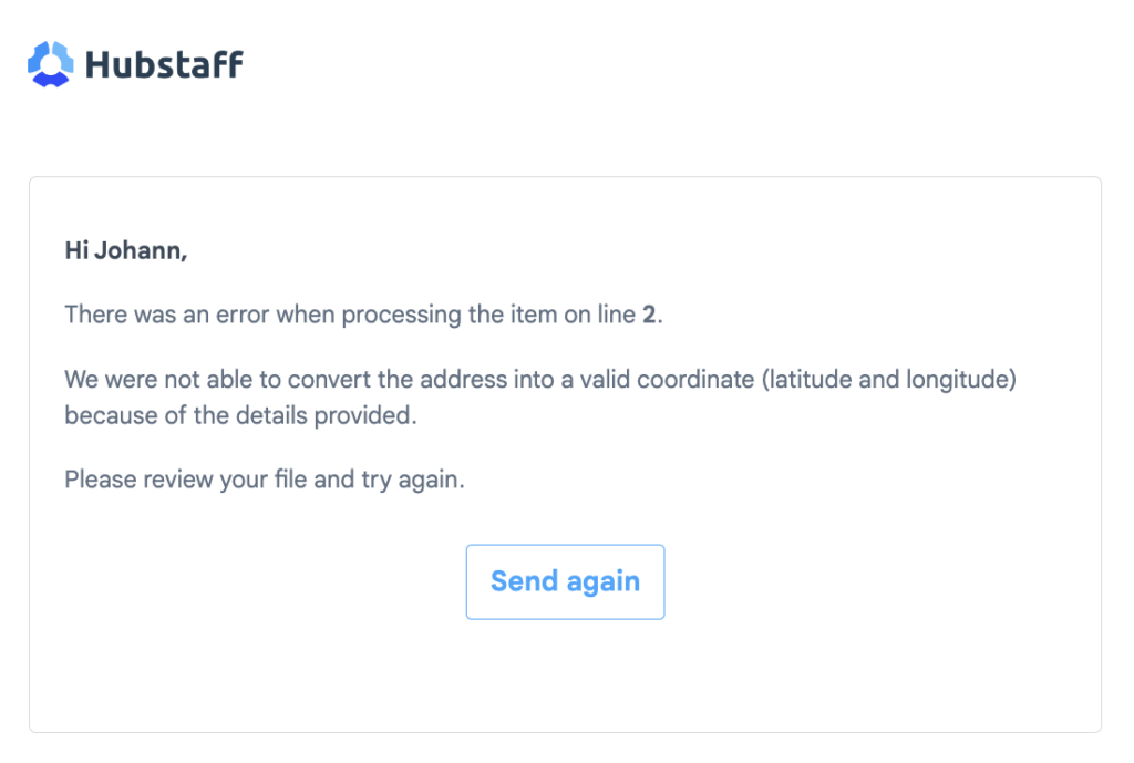 error processing item