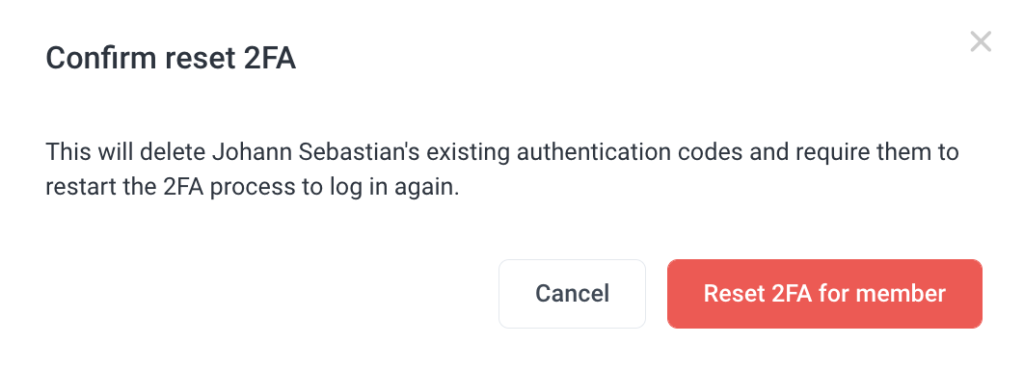 confirm reset two-factor authentication