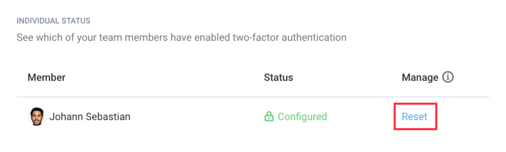 reset two-factor authentication