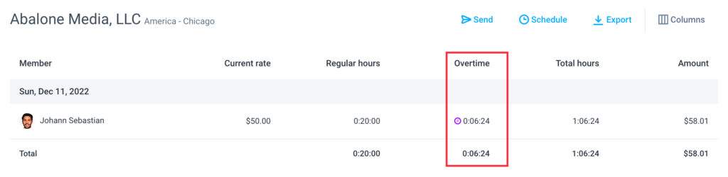 amounts owed report overtime