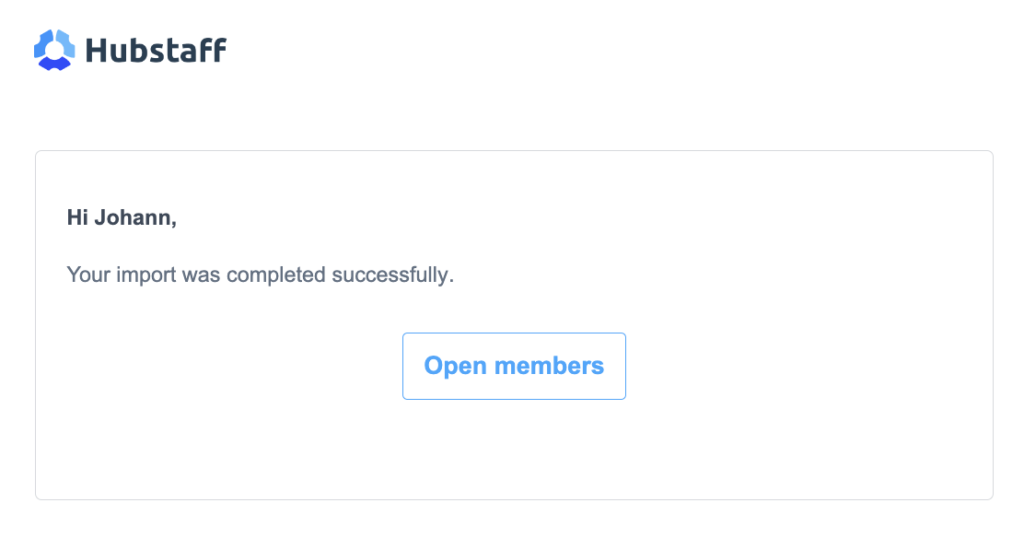 import members confirmation email