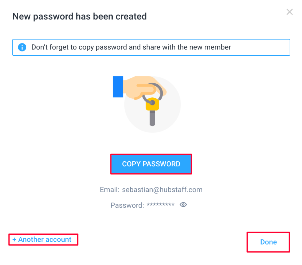 new password has been created