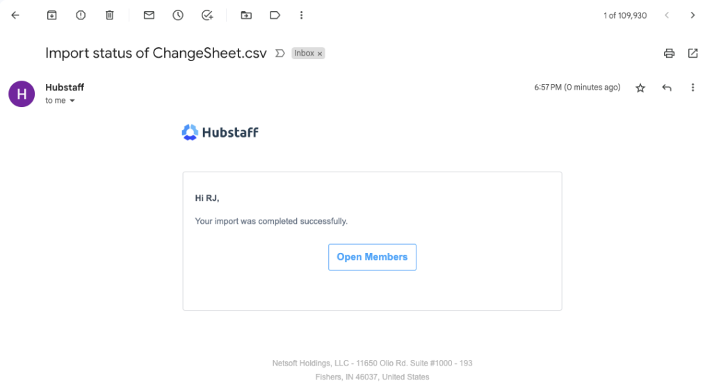 Success email