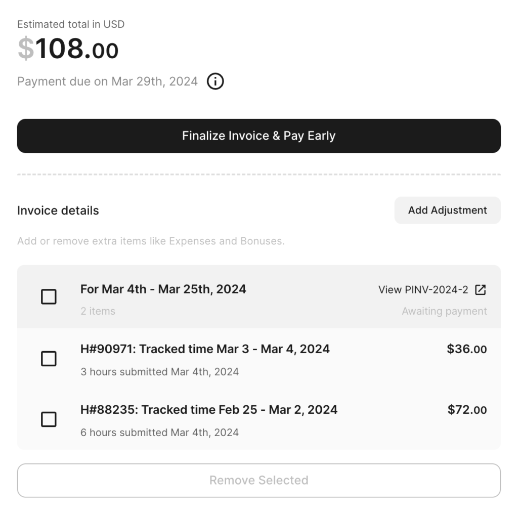 deel invoice details