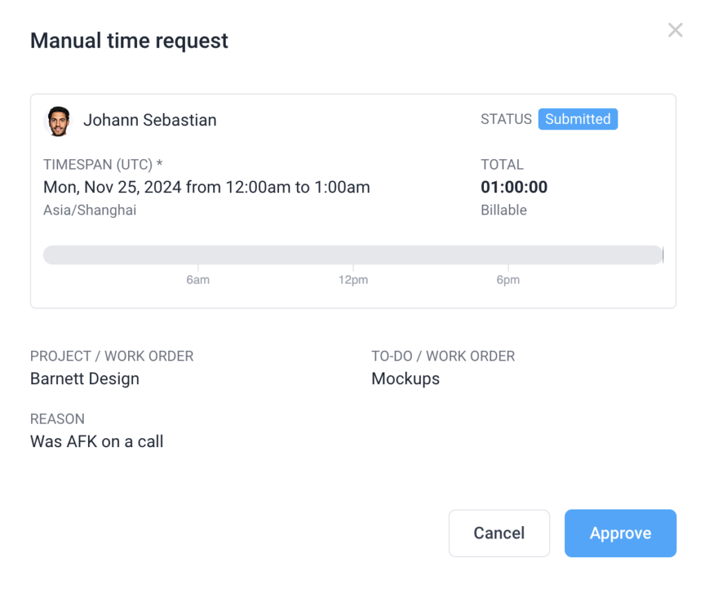 manual time approve