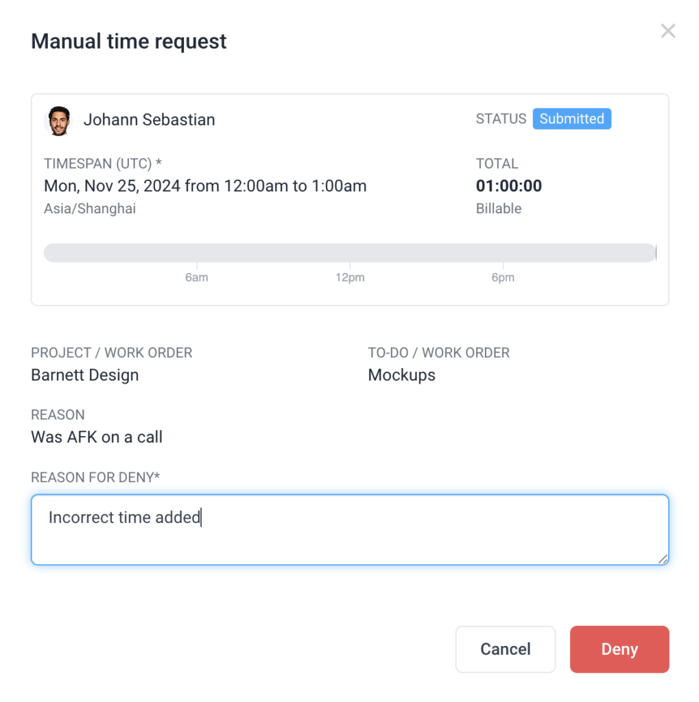 manual time deny
