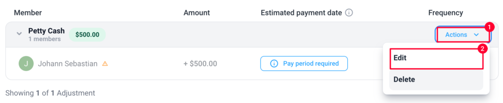 payroll adjustment edit
