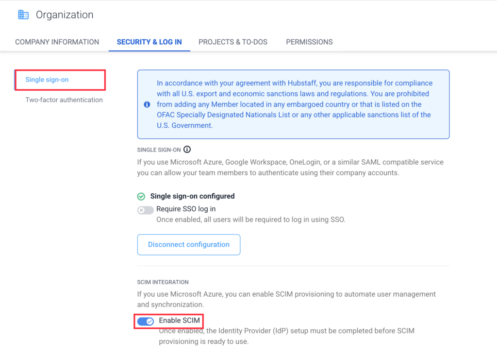 enable scim toggle